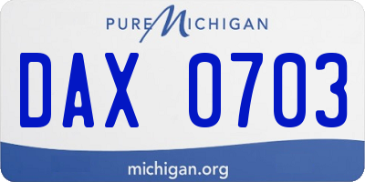 MI license plate DAX0703