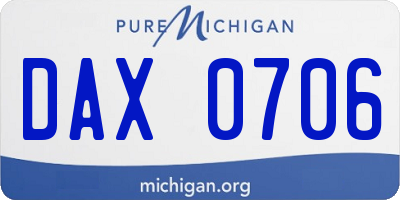 MI license plate DAX0706