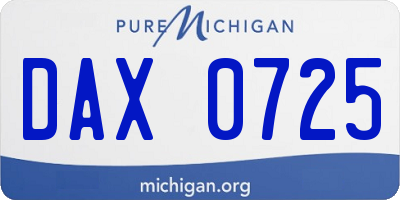 MI license plate DAX0725
