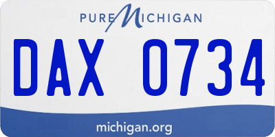 MI license plate DAX0734