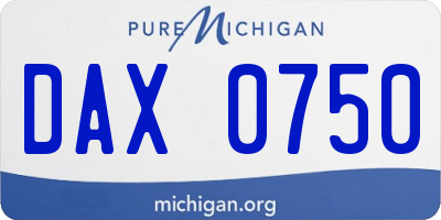 MI license plate DAX0750