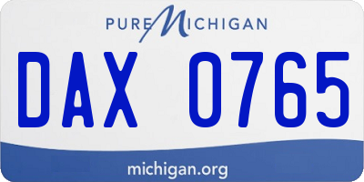 MI license plate DAX0765