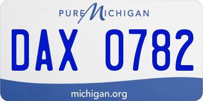 MI license plate DAX0782
