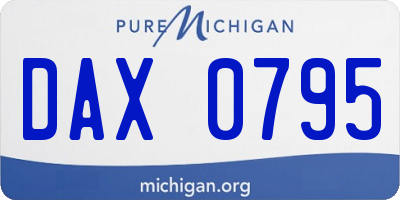 MI license plate DAX0795