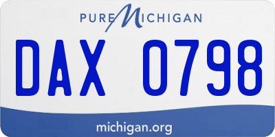 MI license plate DAX0798