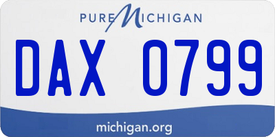 MI license plate DAX0799