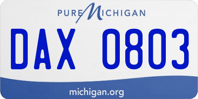 MI license plate DAX0803