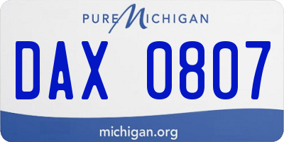 MI license plate DAX0807