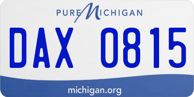 MI license plate DAX0815