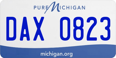 MI license plate DAX0823
