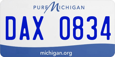 MI license plate DAX0834