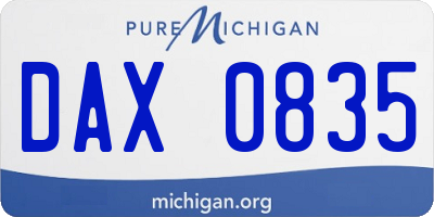 MI license plate DAX0835
