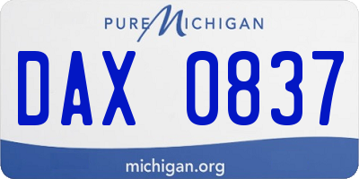 MI license plate DAX0837