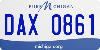 MI license plate DAX0861