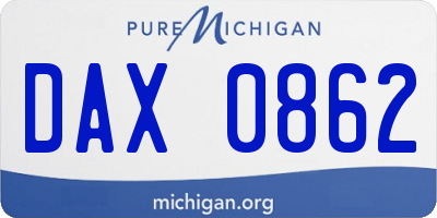 MI license plate DAX0862