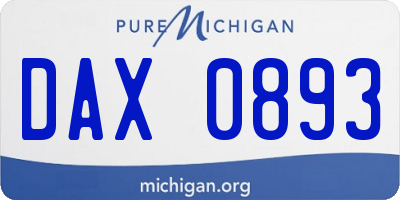 MI license plate DAX0893