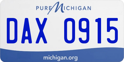 MI license plate DAX0915