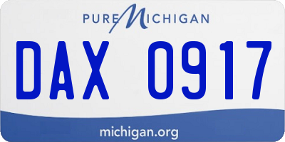 MI license plate DAX0917
