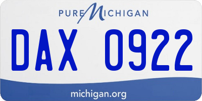 MI license plate DAX0922