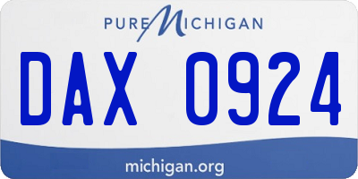 MI license plate DAX0924
