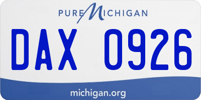 MI license plate DAX0926