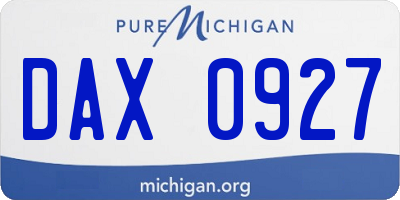MI license plate DAX0927