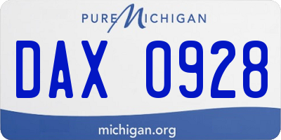 MI license plate DAX0928