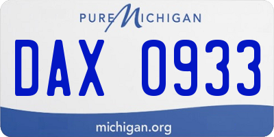 MI license plate DAX0933