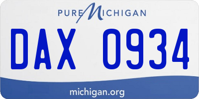 MI license plate DAX0934
