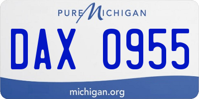 MI license plate DAX0955