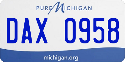 MI license plate DAX0958