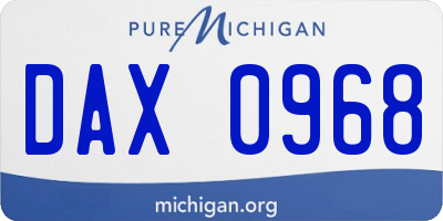 MI license plate DAX0968