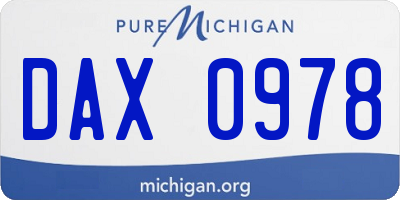MI license plate DAX0978