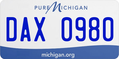 MI license plate DAX0980