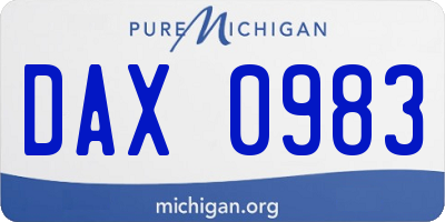 MI license plate DAX0983