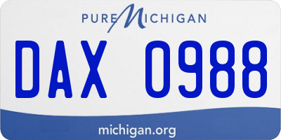 MI license plate DAX0988