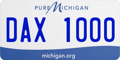 MI license plate DAX1000