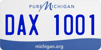 MI license plate DAX1001