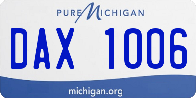 MI license plate DAX1006
