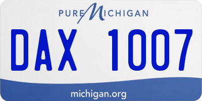 MI license plate DAX1007