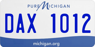 MI license plate DAX1012