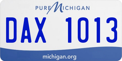 MI license plate DAX1013
