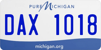 MI license plate DAX1018