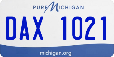 MI license plate DAX1021