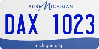 MI license plate DAX1023