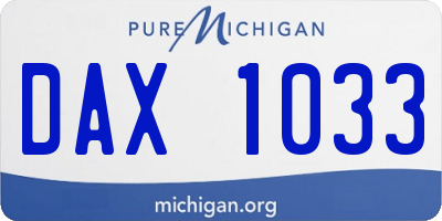 MI license plate DAX1033