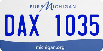 MI license plate DAX1035