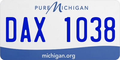 MI license plate DAX1038