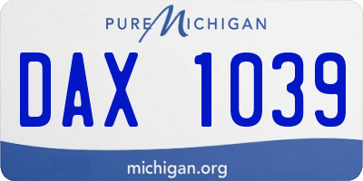 MI license plate DAX1039