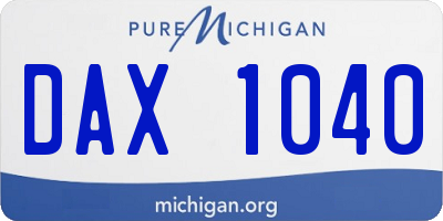 MI license plate DAX1040